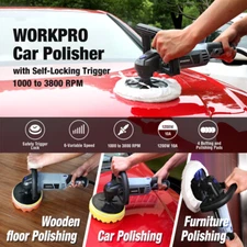 WORKPRO Electric Car Polisher Buffer Waxer Sander Kit 6 Variable Speed w/Pad NEW