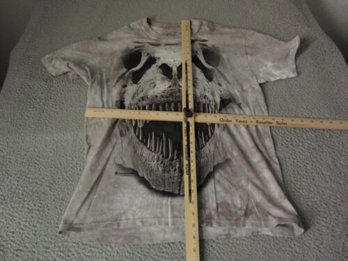 Mountain Shirt Adult Medium Gray Dinosaur T Rex Skull Casual Tie Dye Mens - Picture 6 of 10
