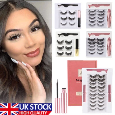 E-BESTDEAL 10 Pairs Magnetic Eyelashes With Eyeliner And Tweezer False Natural Lashes Set