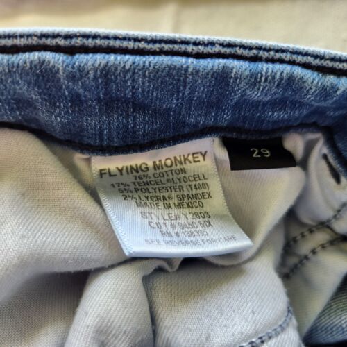 Flying Monkey Jeans Womens 29 Blue Ankle Raw Hem Distressed Stretch 29x26 - Picture 11 of 16