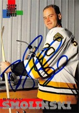 Bryan Smolinski autographed Hockey Card (Bruins) 1994 Topps Stadium Club #103