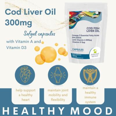 Hochfestes Lebertran 300 mg 30 Kapseln: Vitamin A, D3, Omega 3 EPA DHA Fi