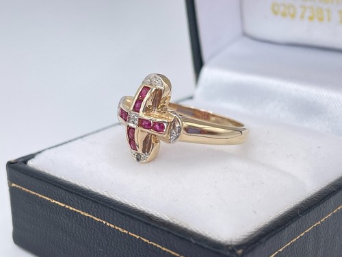 9ct Gold Ruby & Diamond Cocktail Ring. Goldmine Jewellers. - Picture 7 of 9