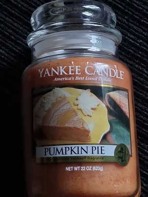 Yankee Kerze großes Glas Kürbiskuchen geblasenes Etikett (Fotos der tatsächlichen Kerze)