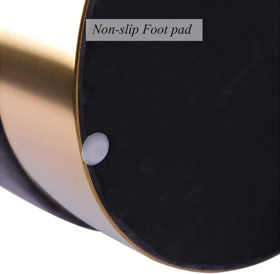 Round Velvet Ottoman Pouffe with Storage Footstool Seat Stool Vanity Chair UK - Image 3 of 4