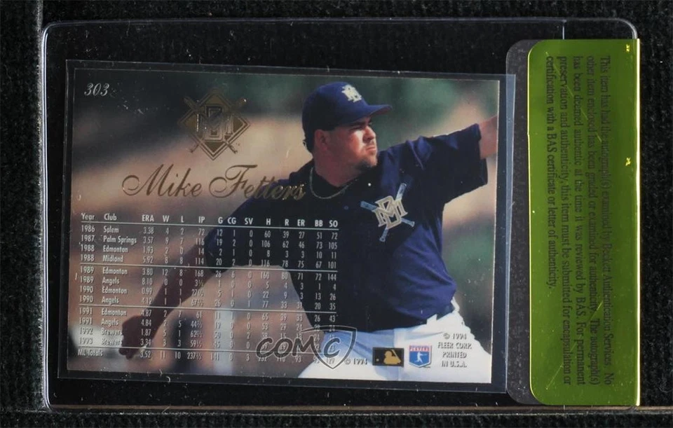 BAS 1994 Flair Mike Fetters #303 Authentic Auto - Image 2 of 2