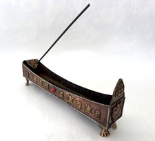 BOAT STYLE INCENSE HOLDER  / ASH CATCHER IN TIBETIN MOTIF