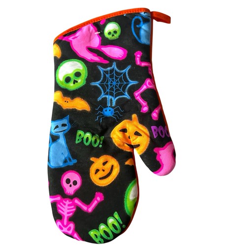 HALLOWEEN Kitchen Set ~ Towels ~ Pot Holders ~ Oven Mitt ~ NWOT ~ Neon - Picture 4 of 7
