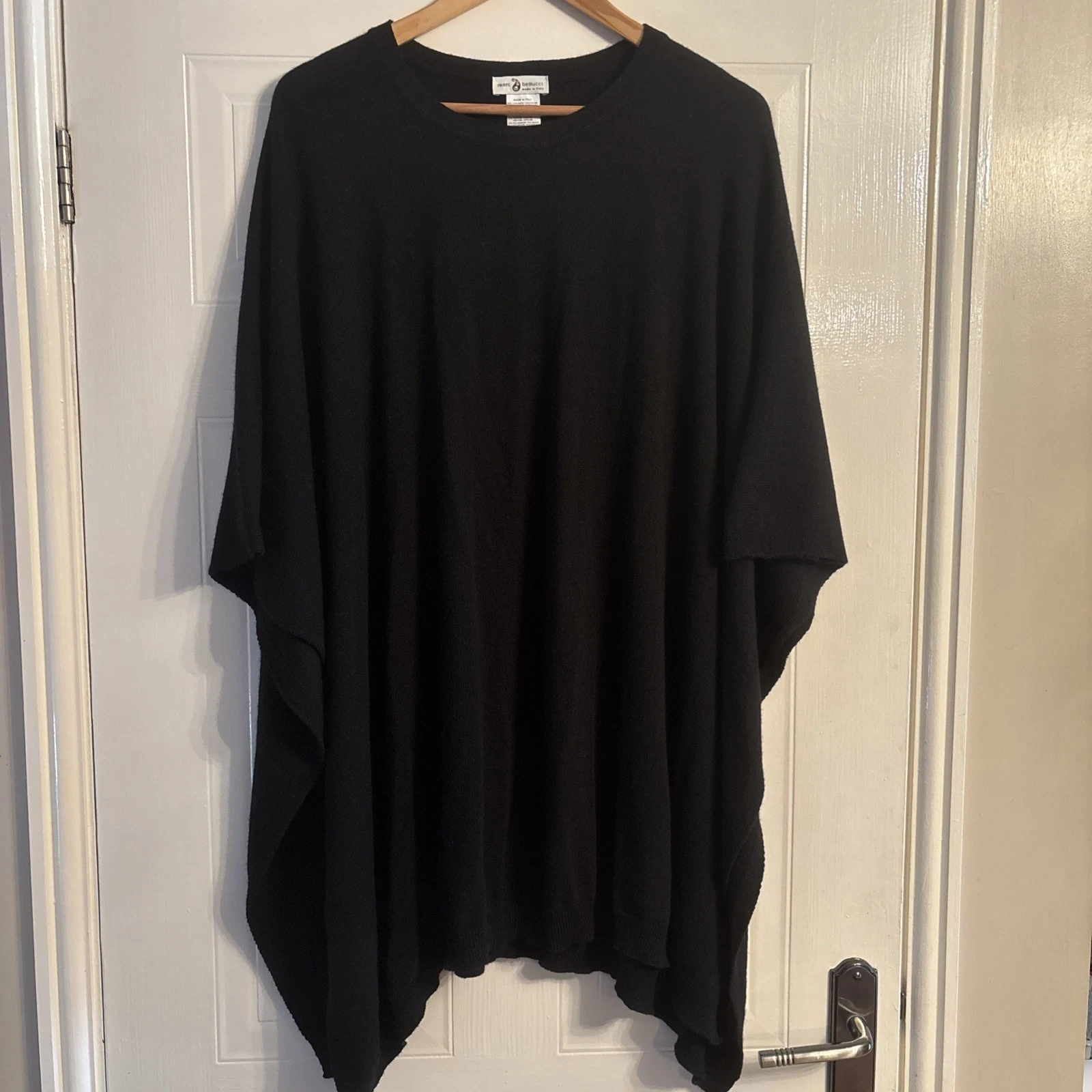 Marc Bellucci Black Cashmere, Silk Poncho Top - One Size Made In Italy