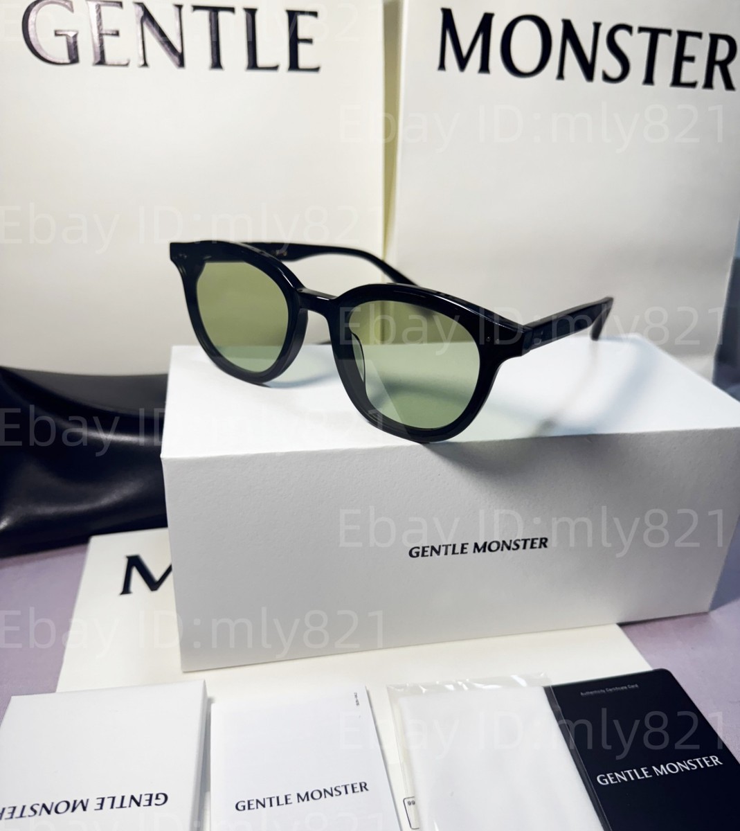 GentleMonster Lang 01(K) Unisex Sunglasses Black Frame Green