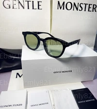 GentleMonster Lang 01(K) Unisex Sunglasses Black Frame Green Lenses