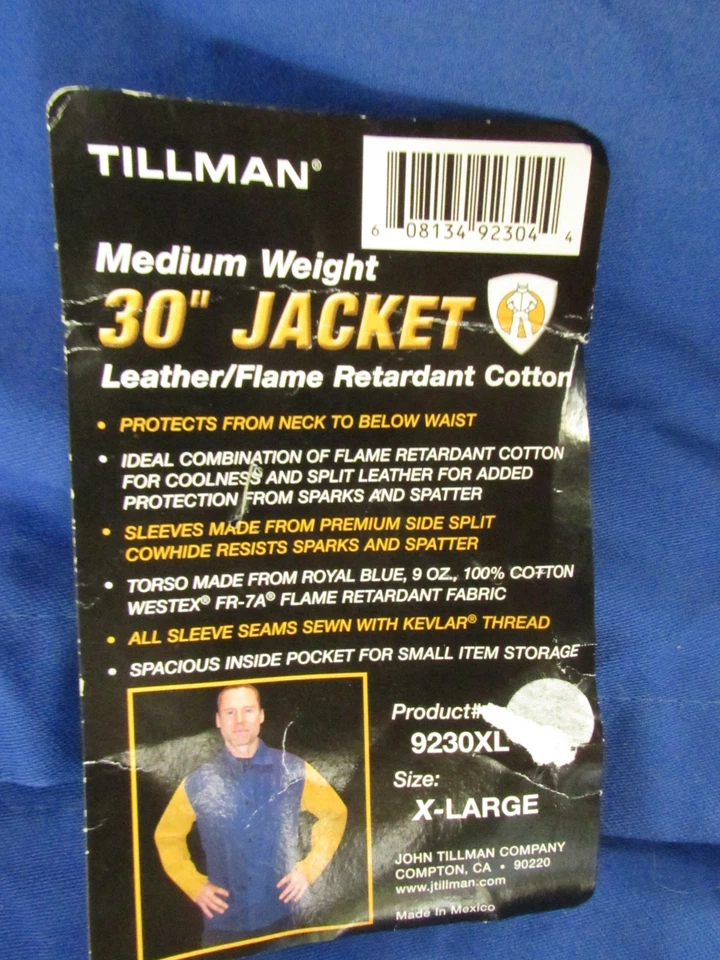 Tillman Leather Welding Flame Retardarnt Jacket Coat 30" XL Extra Large new tags - Image 2 of 4