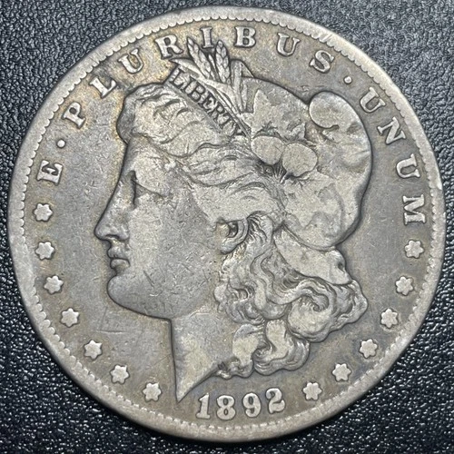 1892 CC Morgan Silver Dollar $1 VF Very Fine Rare Key Date Carson City