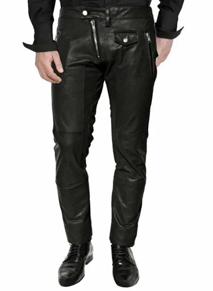 Men's Pant Leather Genuine Lambskin Leather Black Super Stylish Bikers
