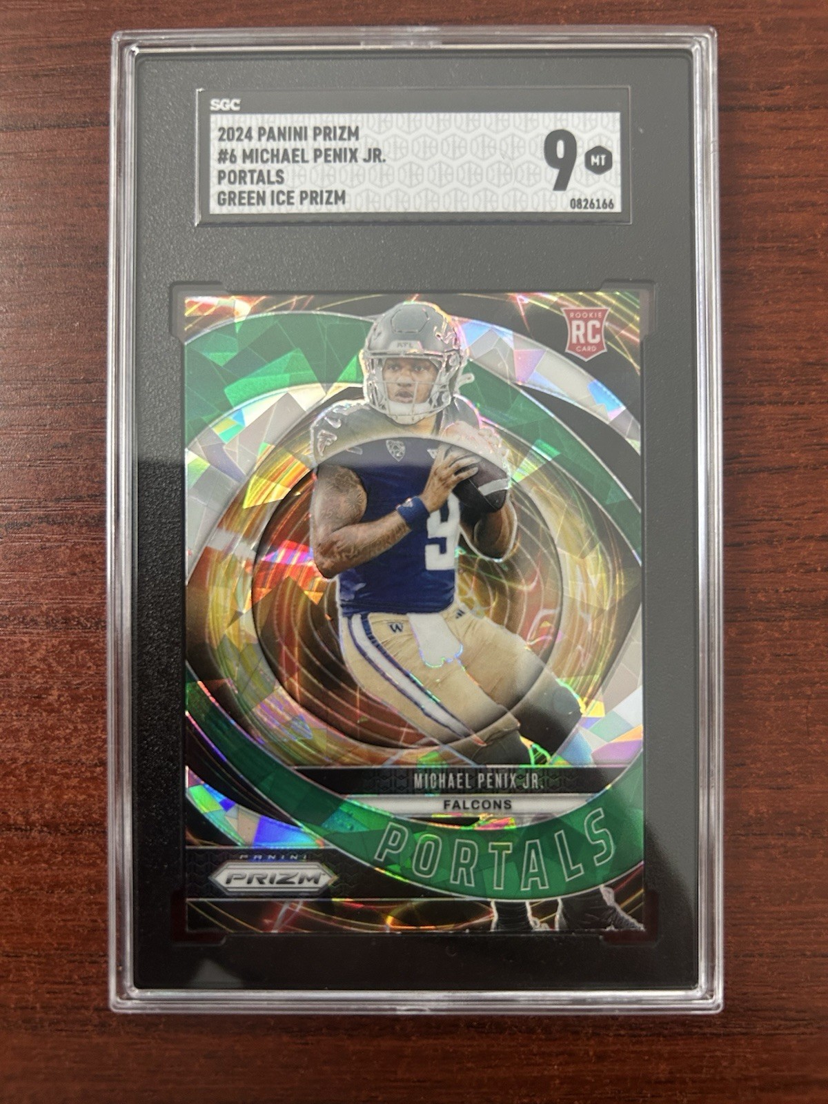 2024 Panini Prizm - Portals Michael Penix Jr. #6 Green Ice Prizm (RC) SGC 9 MINT