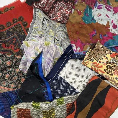 Vintage Scarf Lot of 11 Echo Damon Albert Nipon Blass Silk Poly Italy USA Japan
