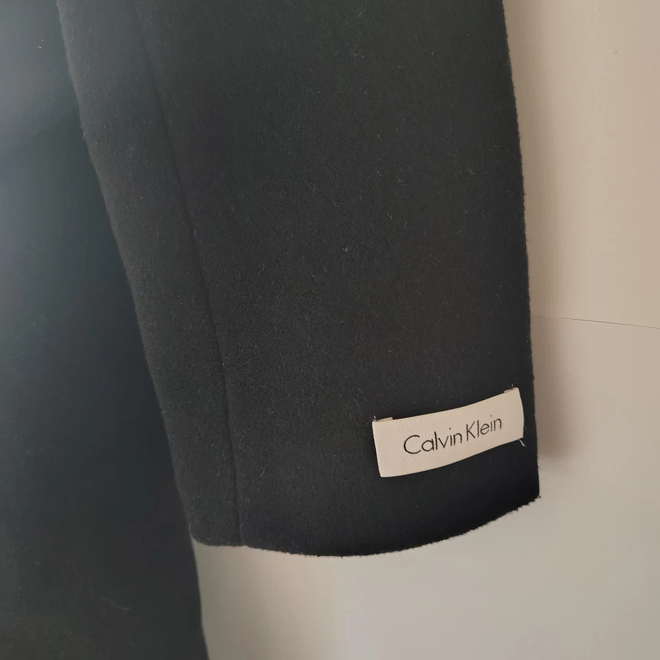 Maxi gabardina Calvin Klein mezcla de lana 10 cinturones oscura academia oficina de negocios Foto 4 de 4