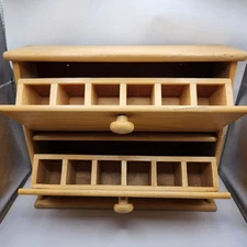 VINTAGE 70s Winsome Wood WOODEN SPICE Rack Box 2 Drawers Farmhouse See Pictures