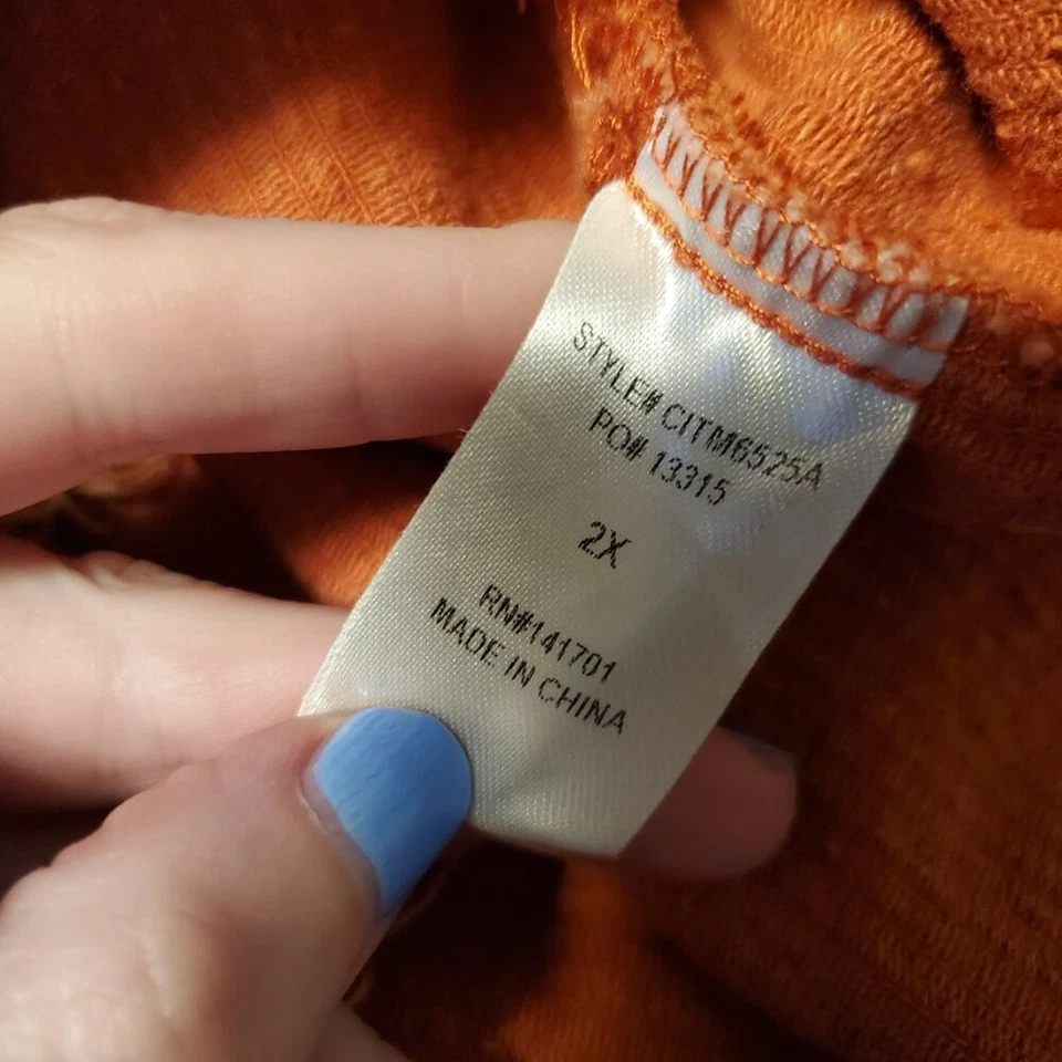 1.4.3. Story by Line Up Orange Corduroy Button Front Fringe Jacket Raw Hem - Image 3 of 4