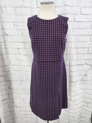 Ann Taylor Plaid Career Dress Office Professional Work Stretch Knit Midi Size 10