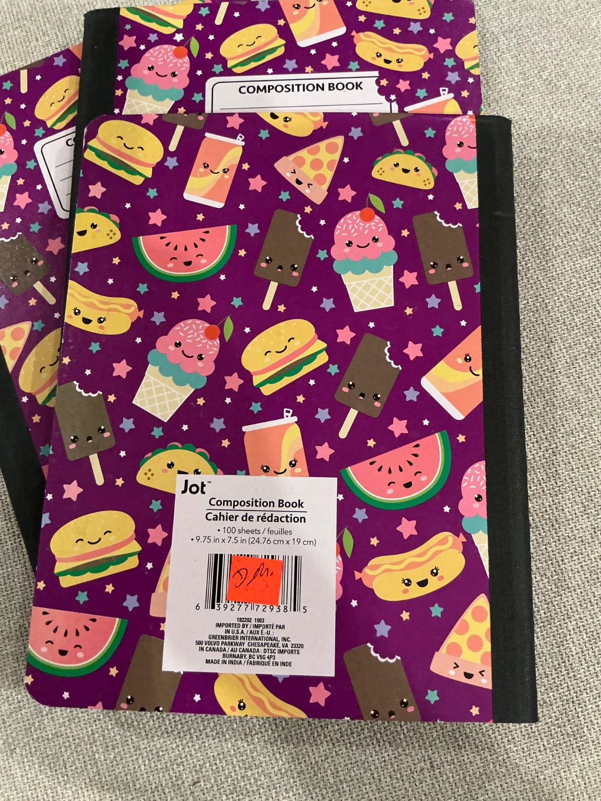 Lot of 3 Jot Composition Books Food Themed Covers Student Teachers