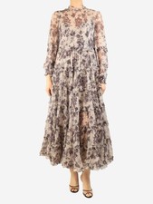 Zimmermann Ecru Juno tiered georgette midi dress - size UK 14