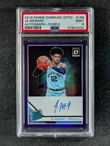 2019-20 Panini Donruss Optic JA MORANT Rated Rookie Auto Purple Refractor PSA 9