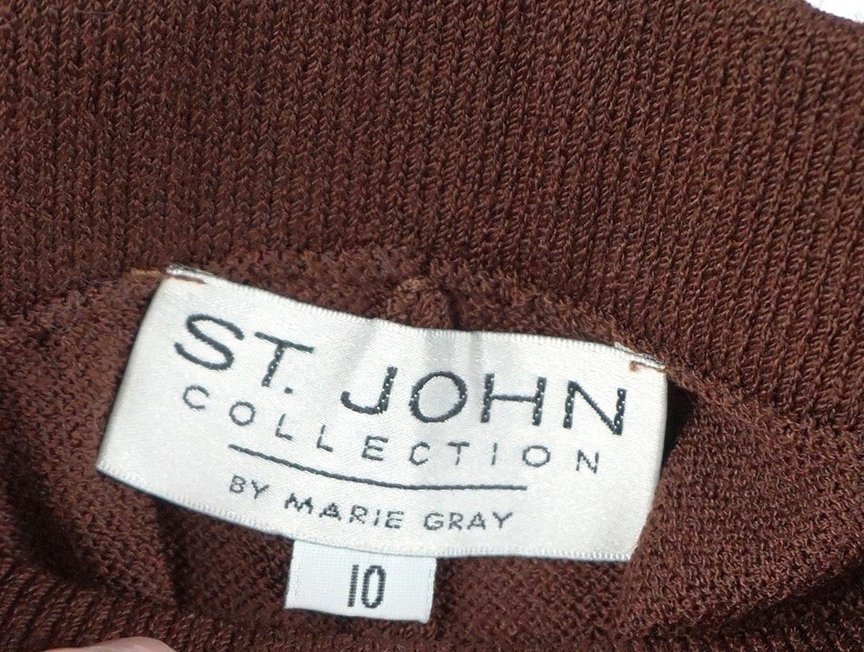 St John Collection Shorts Womens 10 Brown Knit Pleated Culottes Shorts Pocket image 2