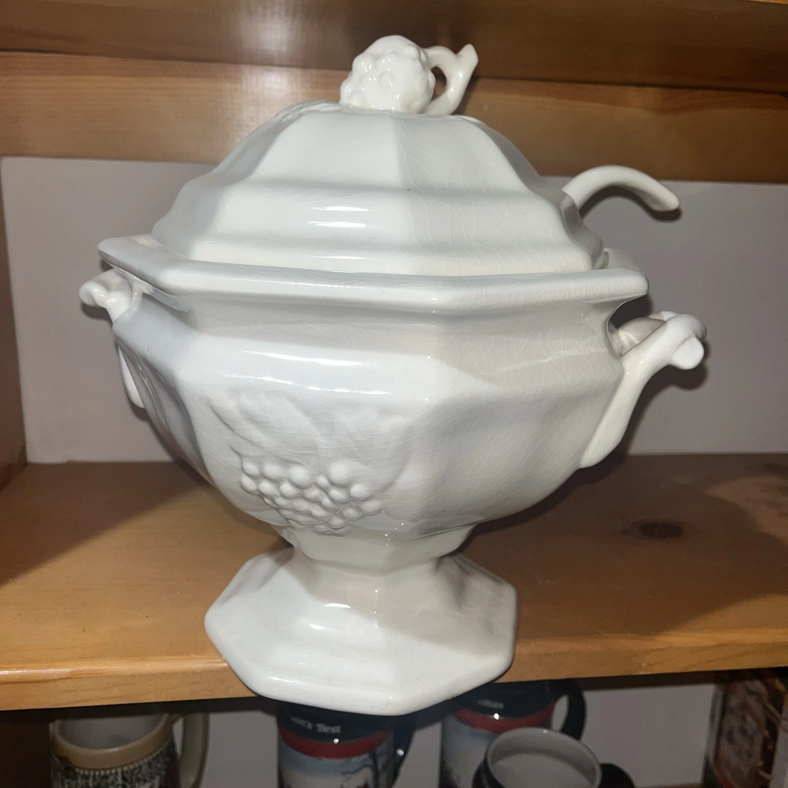 White Grape Inspired Turin with Laddle for Serving Soups Or Gravy Or Sauce