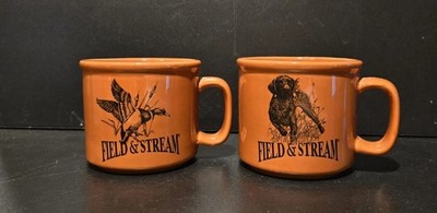 Field & Stream Mallard Duck & Black Labrador Orange Coffee Mugs - Set of Two