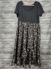 SHEIN Curve Black Floral Shortsleeve Polyester Maxi Dress Women's Plus Size 2XL