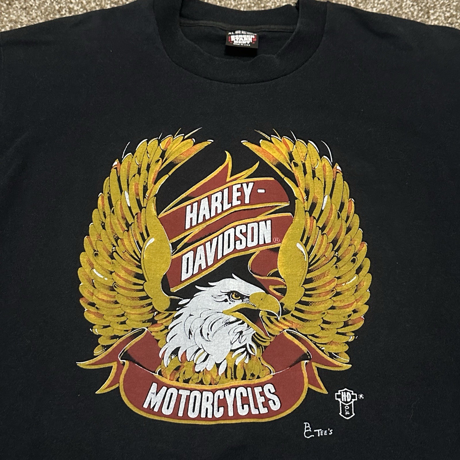 Vintage Harley Davidson shirt 80s 90s single stitch XL screen stars 3d emblem