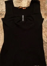 BELLDINI STRETCH KNIT TANK JEWELED ACCENT ( SIZE M ) BLACK SWEATER