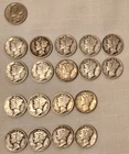 19 Mercury Dime Lot 1930's Circulated 90% Silver