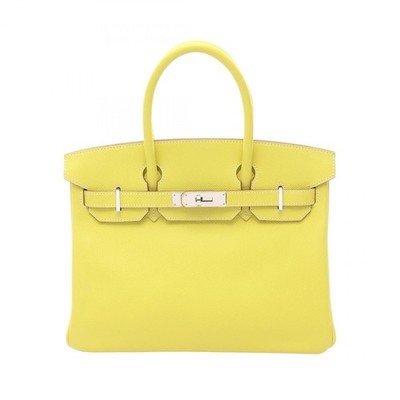 HERMES Candy Birkin 30 Handbag O Epsom leather SHW Lime gray Used Women