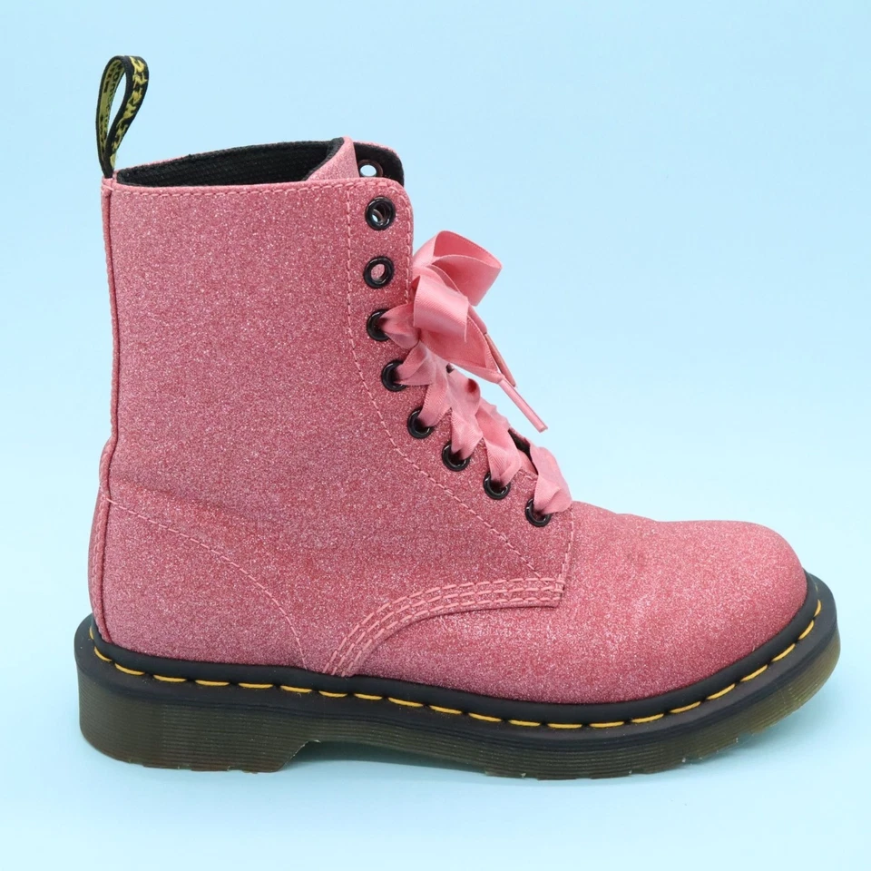 Dr. Martens 1460 Паскаль блестящий ботинки розовый ленты шнурки 8 глаз женщин Sz US6 EU37 - Изображение 3 из 4