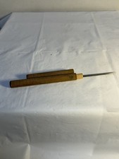 Vintage Wooden Handle Sewing Awl Leather Stitching Tool Size 12 Needle