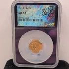 1911 $2.50 Gold Quarter Eagle NGC MS62 Philadelphia Pre-1933 Coin