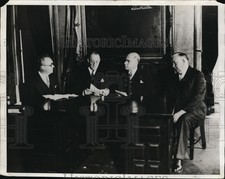 1931 Press Photo NY Emergency Relief Commission PJ Wickser, Jesse I Straus