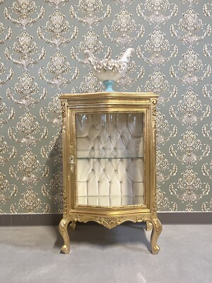 Vitrine Gold French Antique Style Showcase Home Decor Display Cabinet Retro Look