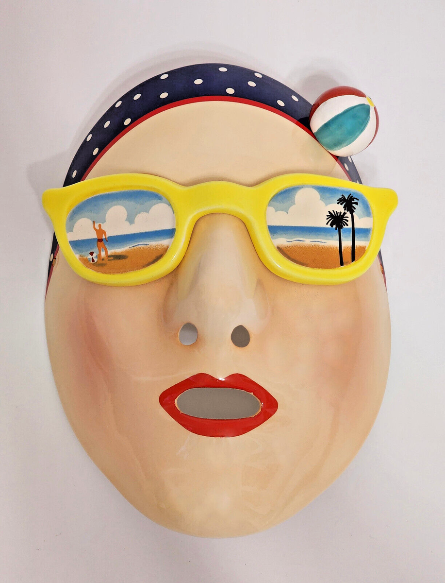 WOW! VINTAGE 1986 VANDOR FRYMAN PORCELAIN WALL ART MASK * BEACH