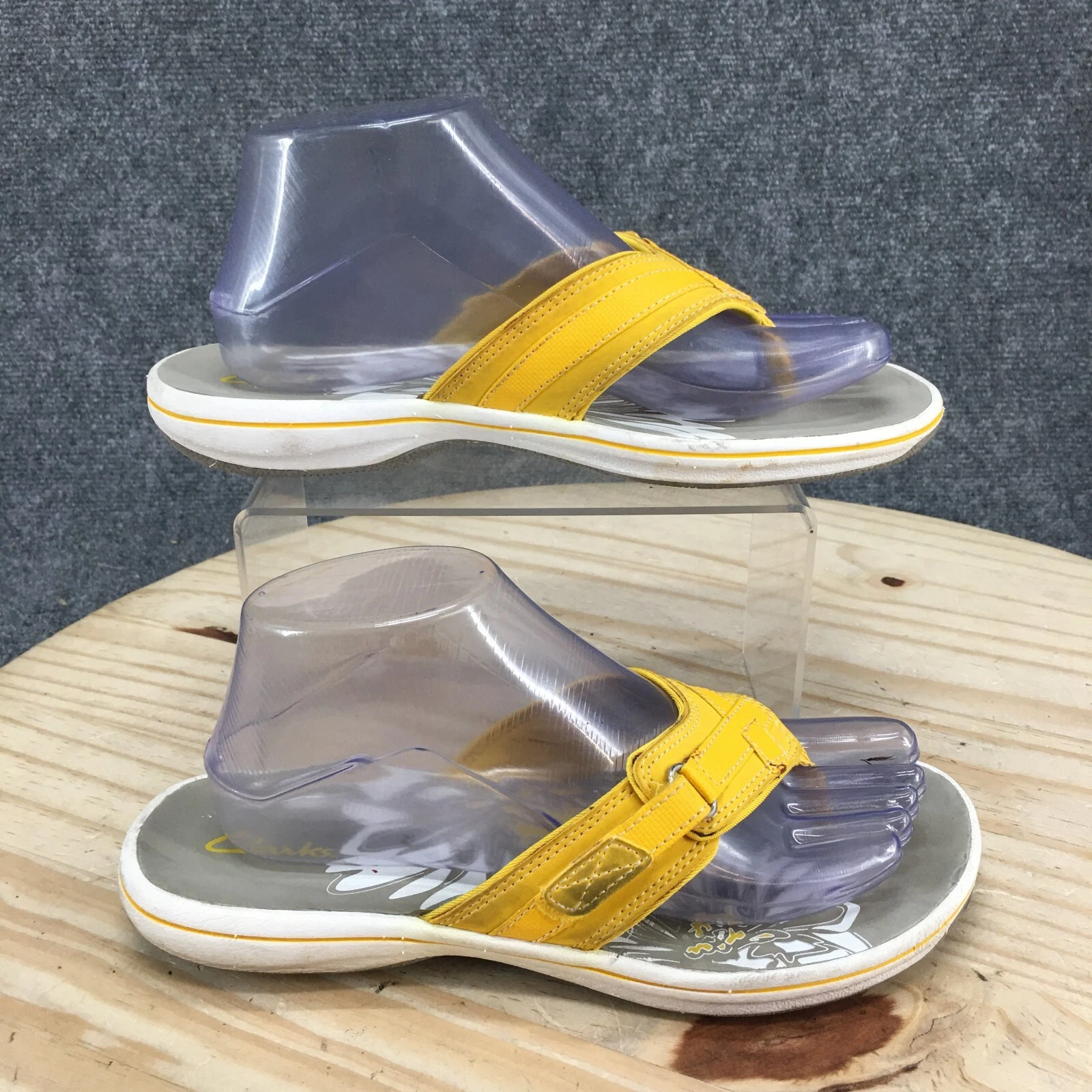 Clarks Sandali Donna 8 M Brezza Mare Infradito Giallo Ecopelle 26068915