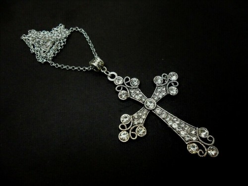 A LARGE MADONNA STYLE CRYSTAL CROSS 