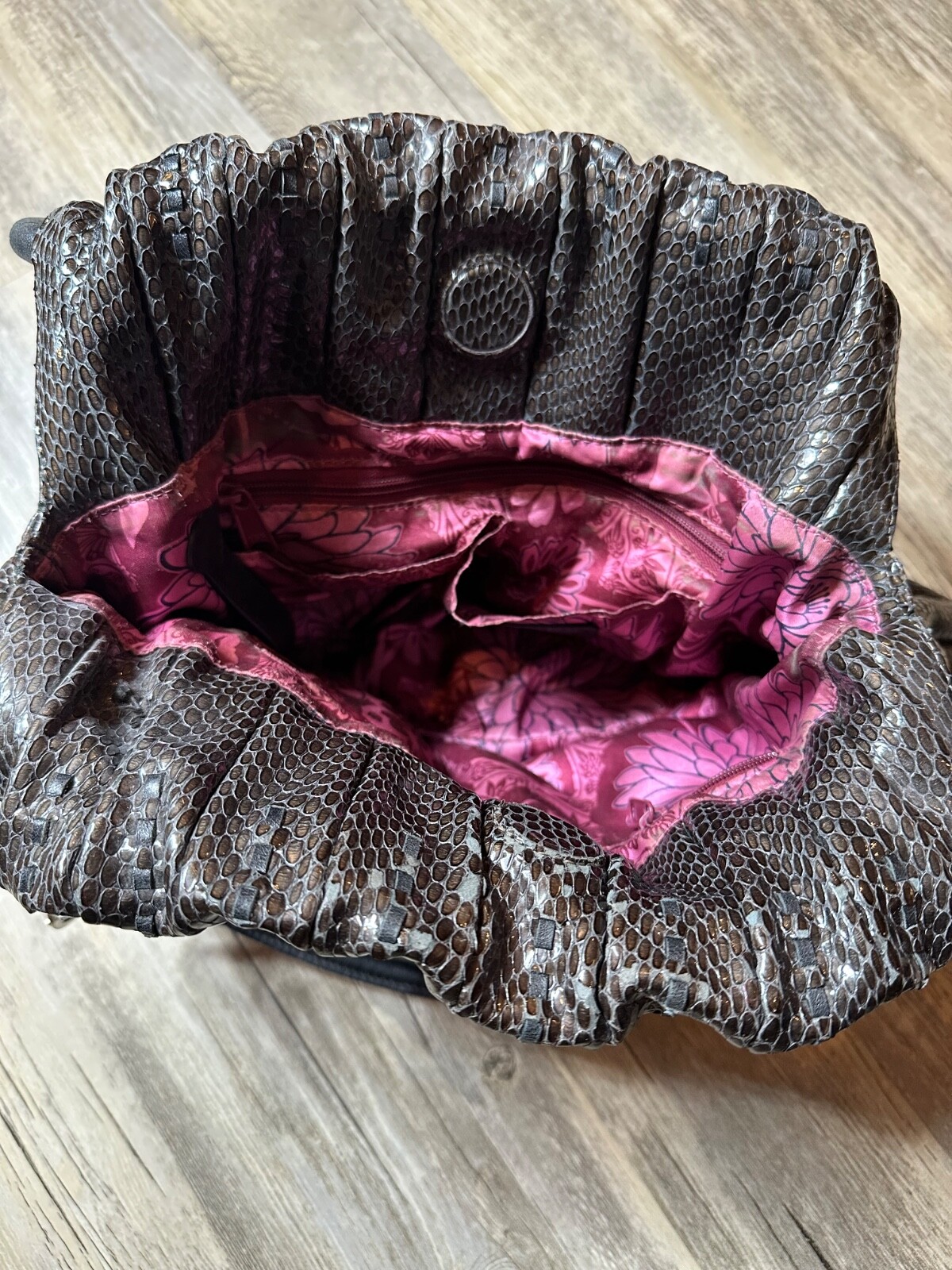 Brighton Breelan Python Embossed Leather Hobo Han… - image 14