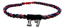 PICK YOUR NUMBER KIDS Navy Blue  Red Braided Tornado Necklace Baseball Softball