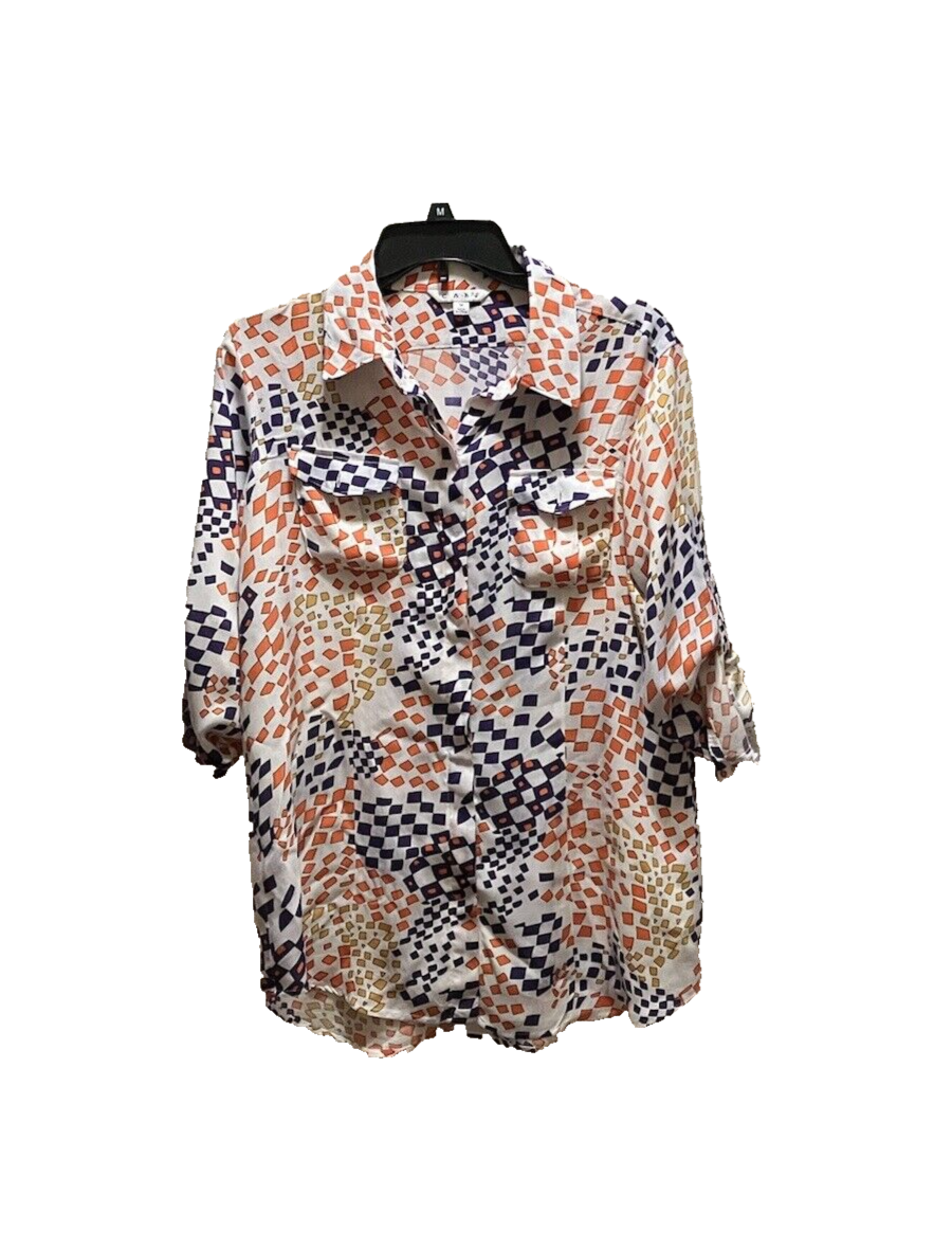 Cabi 404 Grand Prix Womens Soft Rayon Long Sleeve Blouse Medium Multicolor