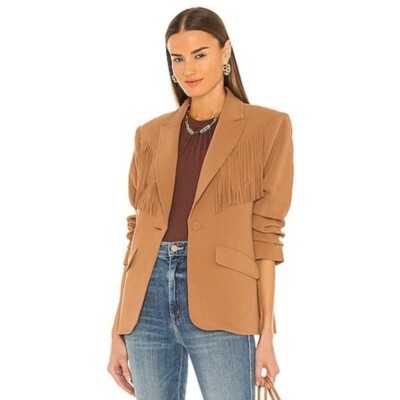 Cinq a Sept 5 à 7 Dani Cinnamon Tan Fringe Western Boho Blazer 4