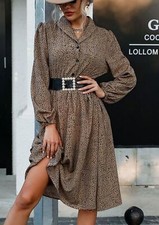 Cheetah Print Collared Shirt Dress