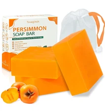 3Pack Natural Persimmon Soap Bar for Body Odor Control, Organic Deodorant Body P