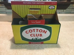 Vintage Cotton Club Cardboard 6 Pack Bottle Carrier Green Yellow Red Rare